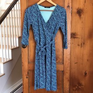 Patterned faux wrap dress